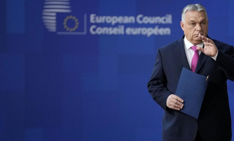 Hungary'sPrime Minister Viktor Orban arrives for an EU summit at the European Council building in Brussels, Thursday, Dec. 14, 2023.